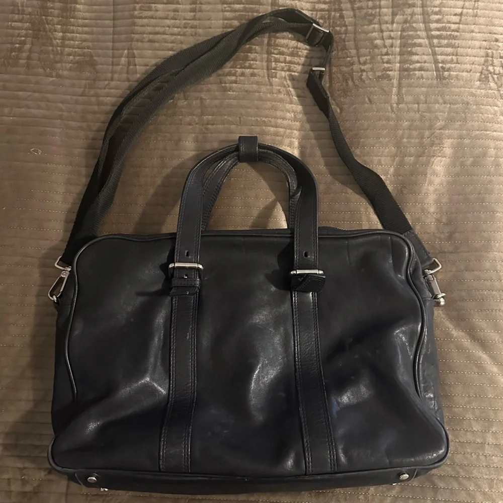 Cole Haan Black Leather Laptop Convertible Bag